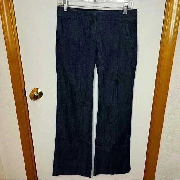 J Crew Favorite Fit Trouser Jeans Wide Leg Women 0 Dark Wash Straight Leg Career - Picture 1 of 8